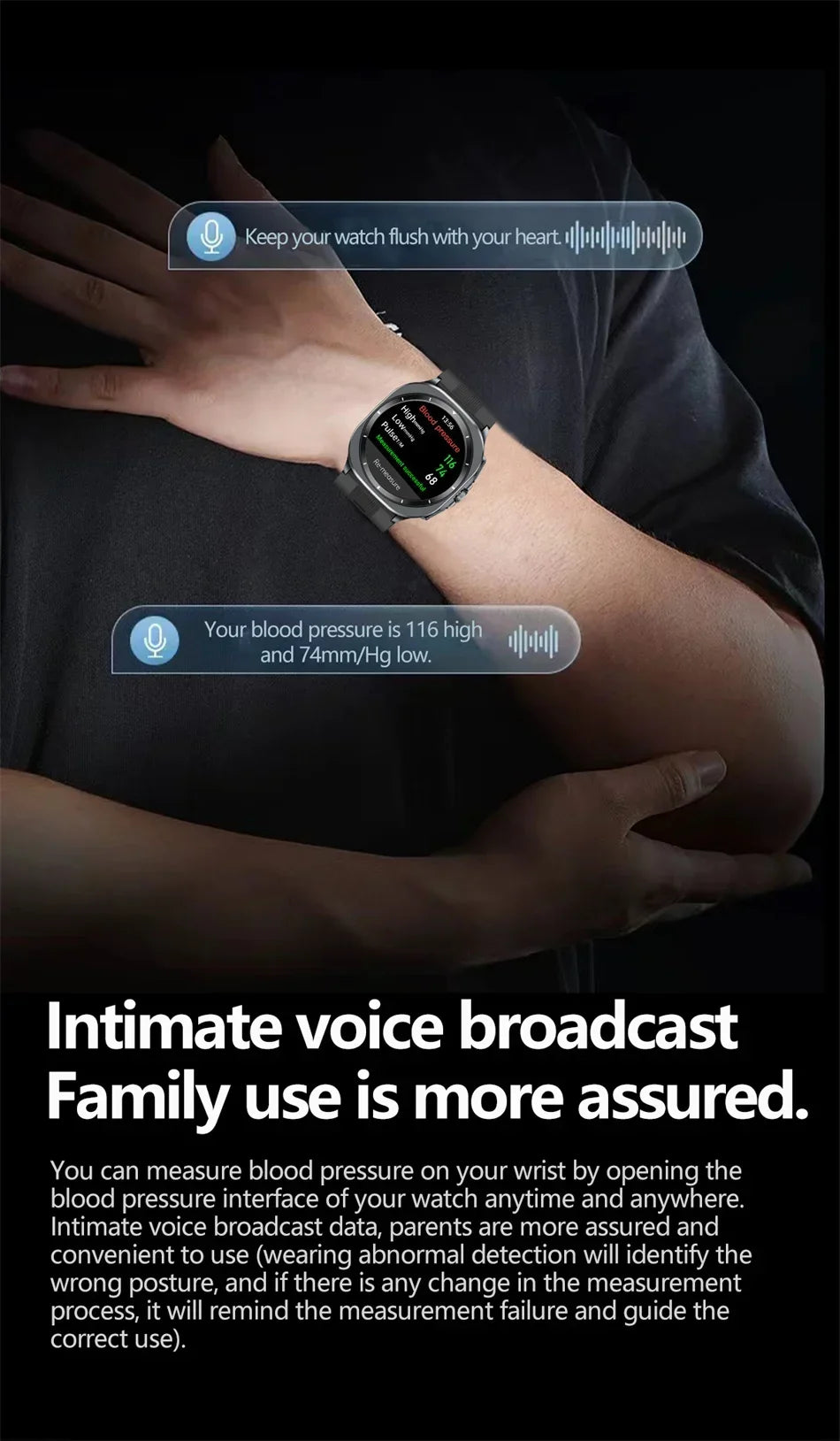 for Samsung Air Pump Airbag Smart Watch Men, Micro Physical Examination Accurate Measure Blood Pressure Sport SmartWatch 2025New