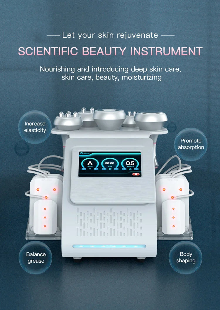 80K Ultrasonic Cavitation Machine: 6-in-1 Body Slimming Device Body Shaping Massage Equipment Tidesmit