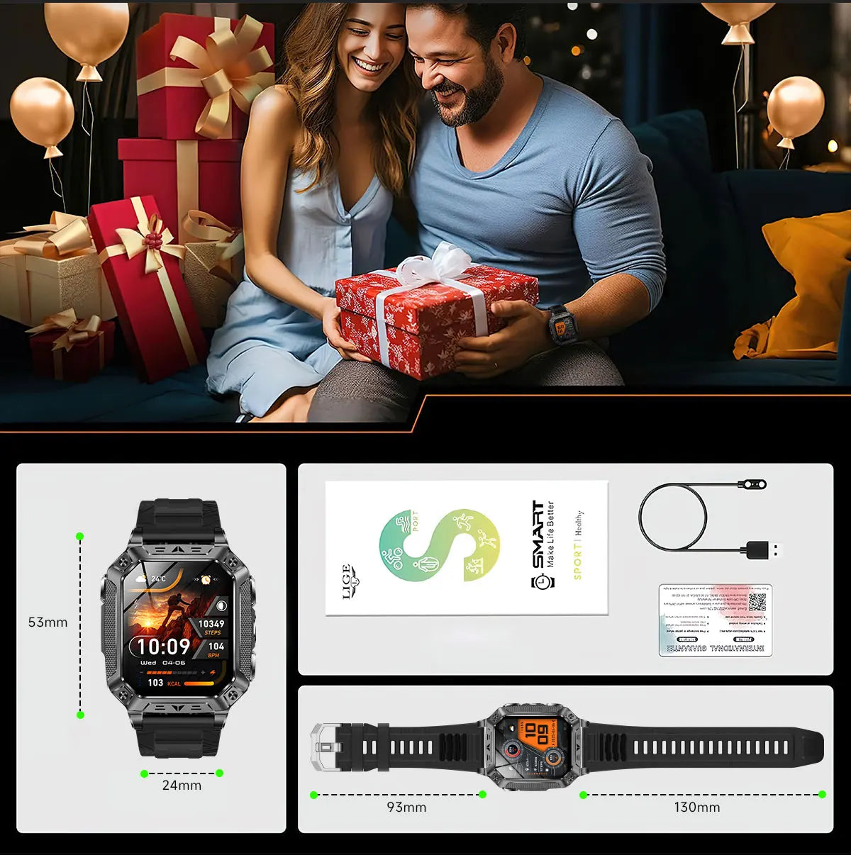 YLL-AK86 Outdoor Sport for Smart Watch Fitness Tracker Sleep Tracker IP67 AMOLED Screen Heart Rate Monitor Magnetic Charging