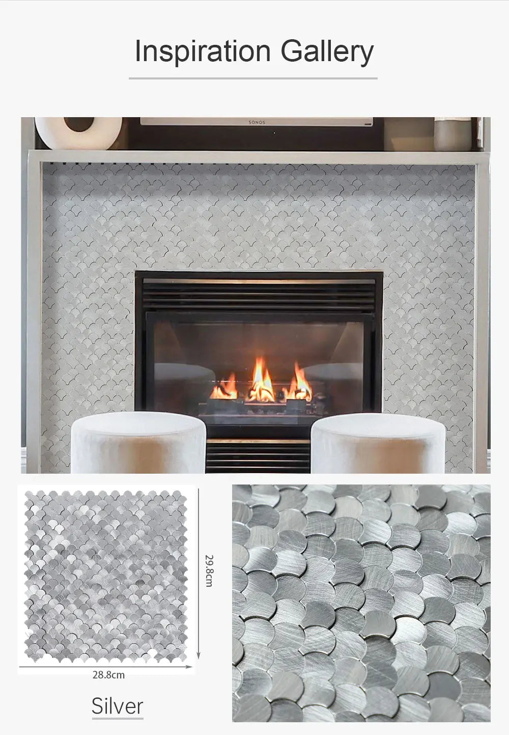 3D Fan-Shaped Peel and Stick Backsplash Self Adhesive Wall Tiles Kitchen Decor Stick on Tiles Backsplash