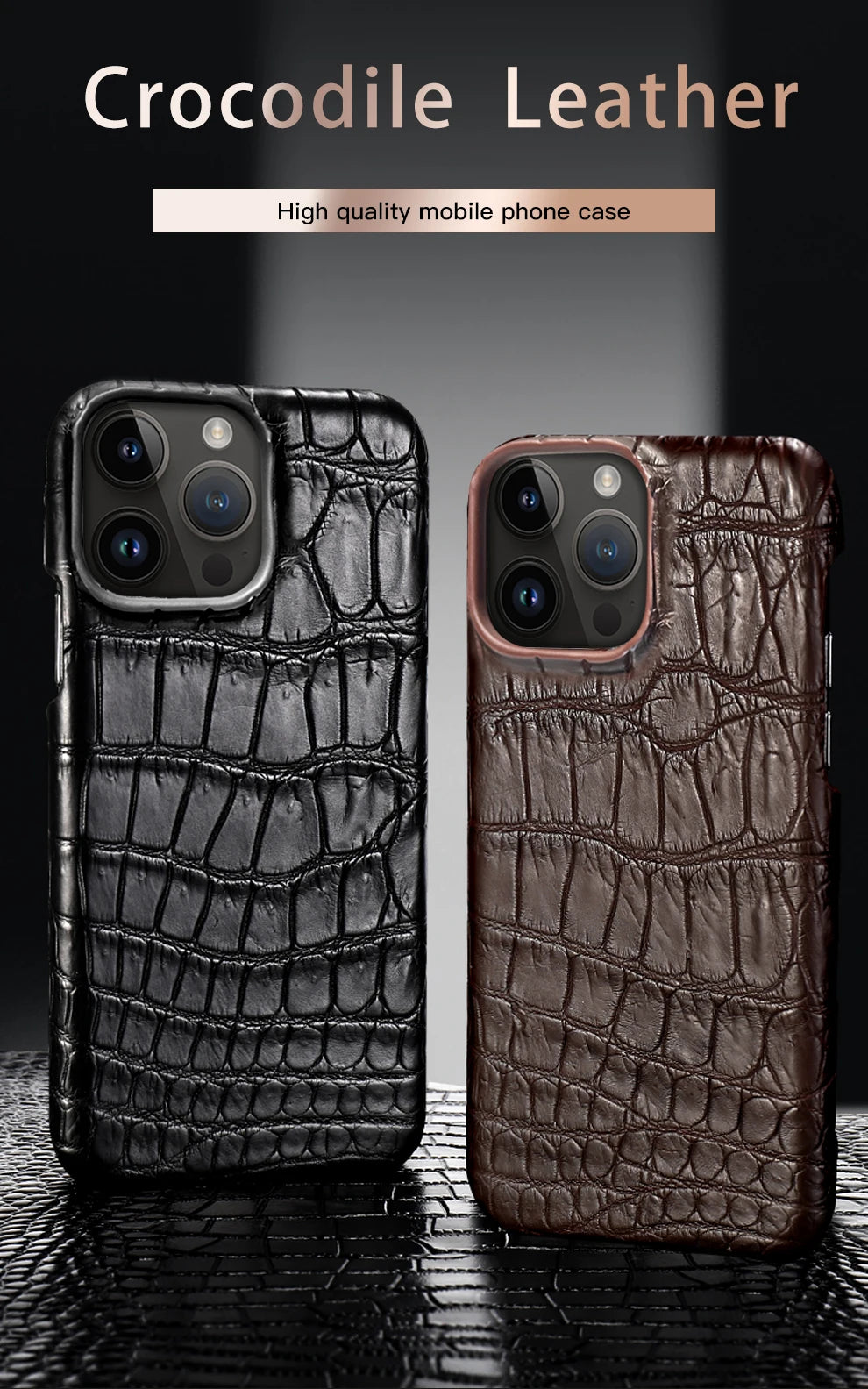 Crocodile Leather iPhone 17 Pro Case – Slim Shock-Absorbing Cover Tidesmit