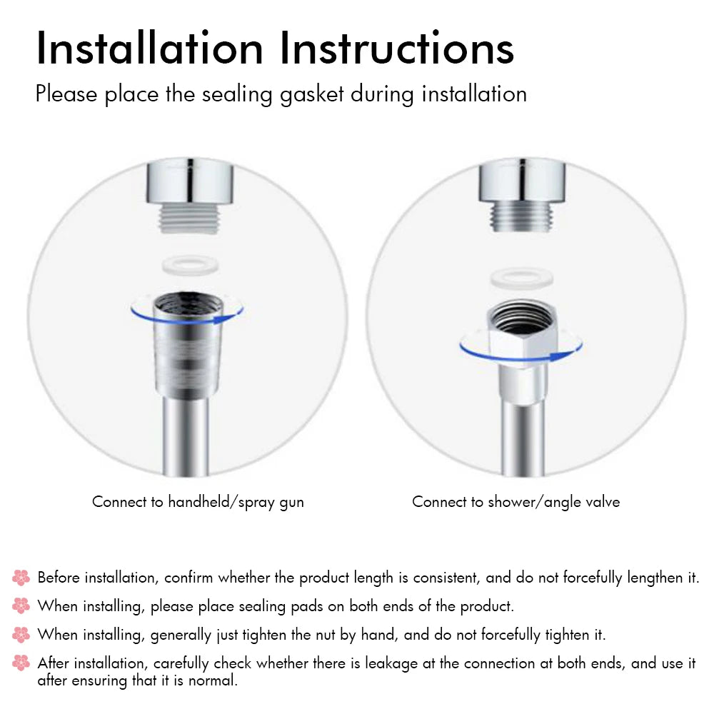 Shower Hose Accessories Rubber Tube 1.2/1.5M Bidet Sprayer Replacement ABS Flexible Handheld Shower Hose Non Toxic Spare Tube