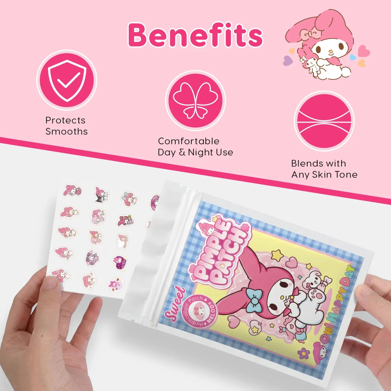 125PCS Hello Kitty Cute Face Stickers, Hydrocolloid Pimple Patches for Invisible Blemish Concealing