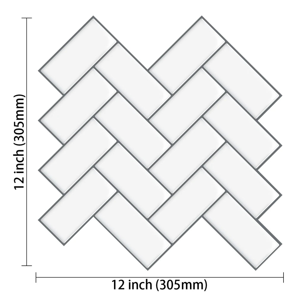 5/10Sheet Stick on Self-Adhesive Tile White Peel and Stick Tiles for Kitchen and Bathroom Herringbone Peel and Stick Back Splash