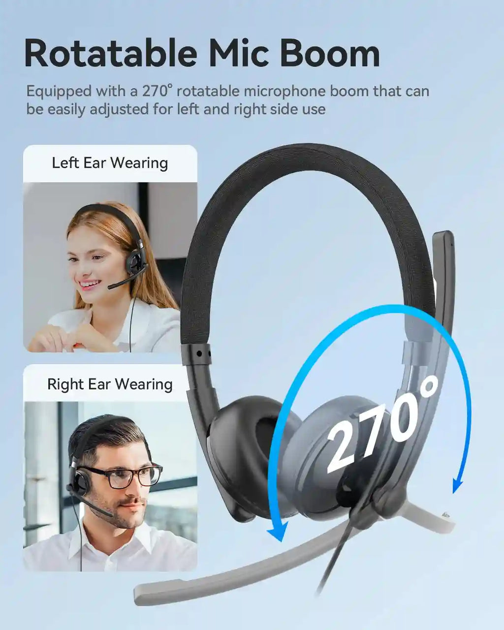 USB Wired Headset with Microphone - Noise Cancelling PC Office Headset Tidesmit
