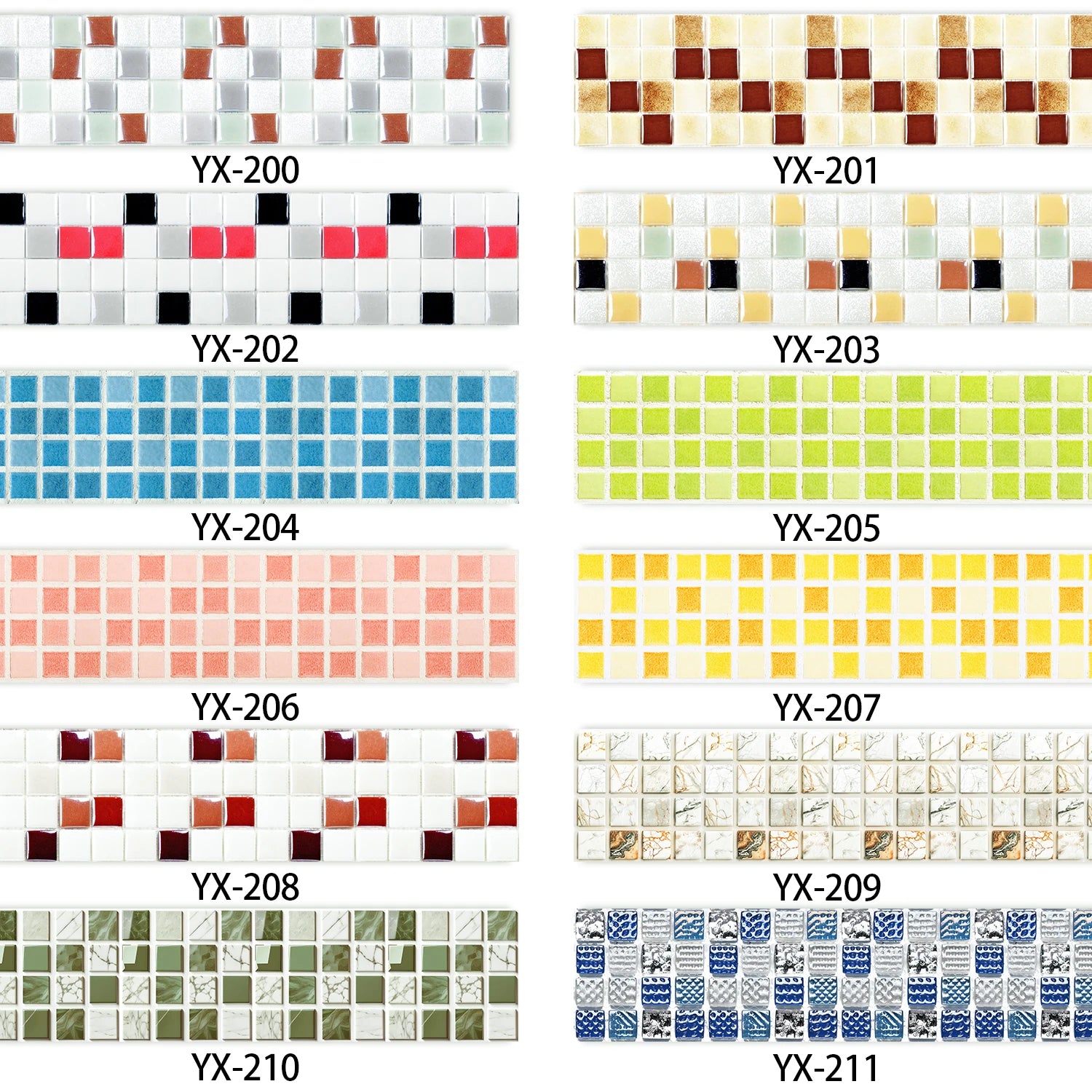 26 Styles 2D Mosaic Tiles Wall Sticker Waist Line Skirting Strip Peel & Stick Bathroom Kitchen Backsplash Home Decor Wall Decals