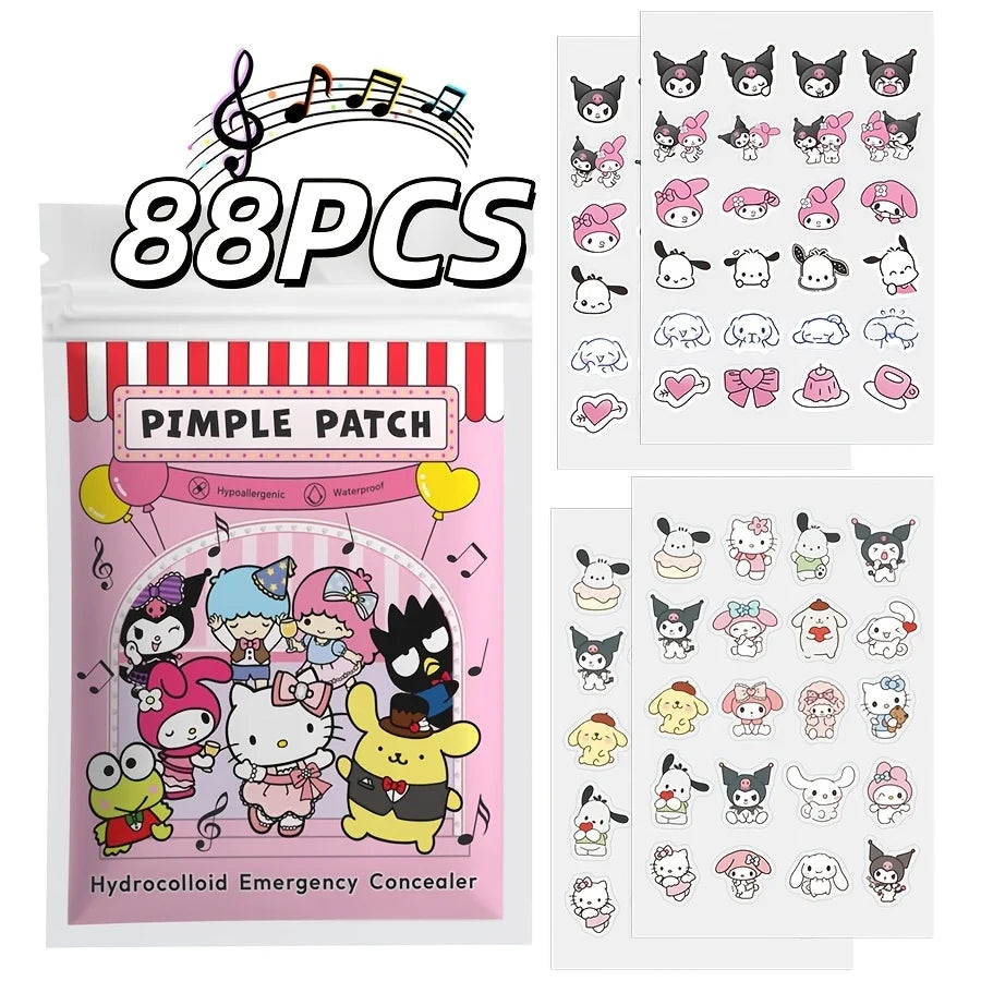 88PCS Sanrio Characters Acne Pimple Patches | Cute Hydrocolloid Spot Stickers for Face & Skin