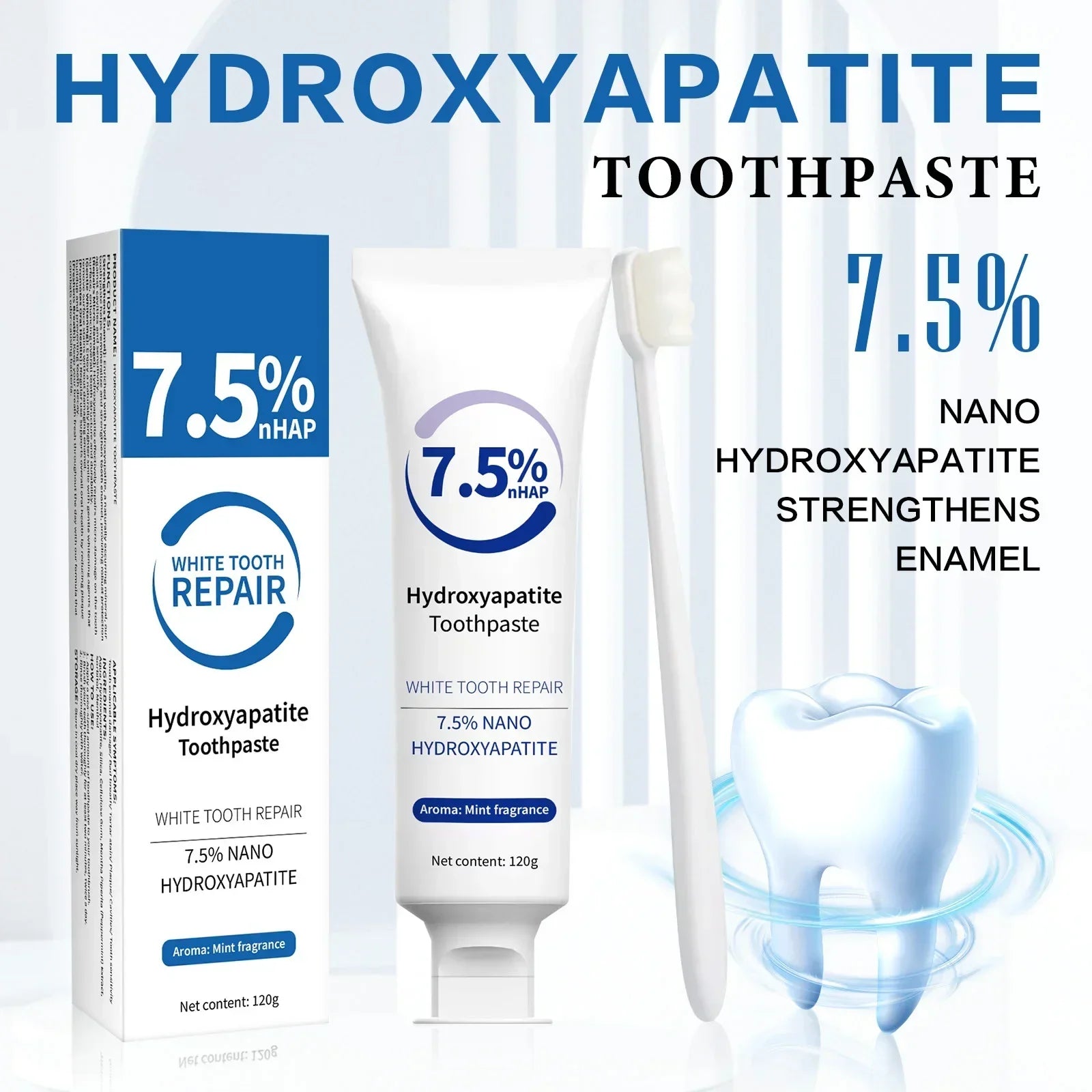 Tidesmit Hydroxyapatite enamel repair toothpaste and teeth whitening pen for strong stain removal and fresh breath