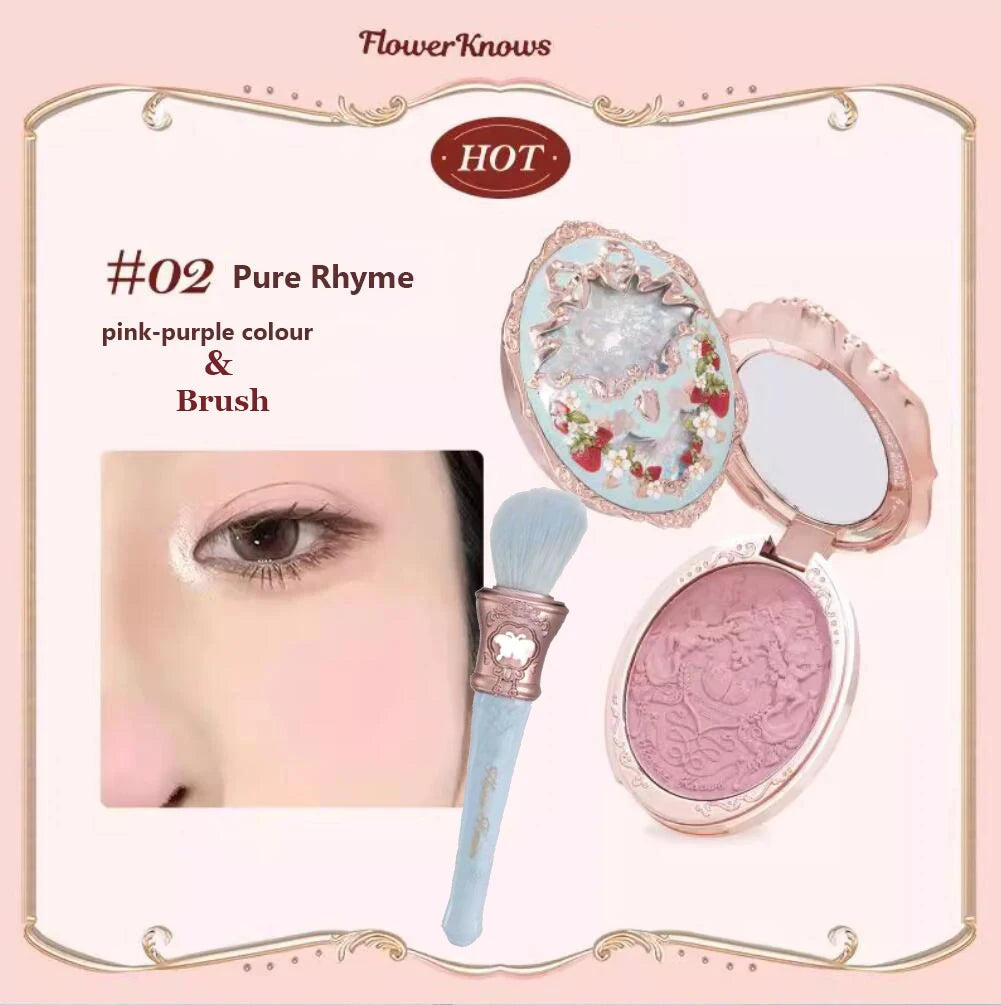 Tidesmit Flower Knows Strawberry Rococo embossed blusher in a smooth long-lasting face makeup texture close-up