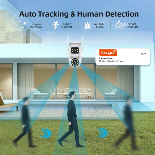Outdoor white PTZ WiFi security camera for auto tracking and human detection