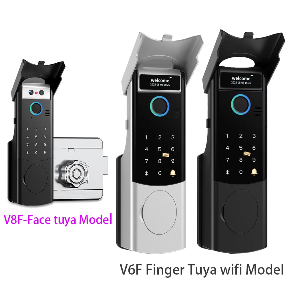 Waterproof  Support Tuya App Wifi Lock 3D Face Recognition Digital Code Keyless App Fingerprint Lock With Rechargeable Battery