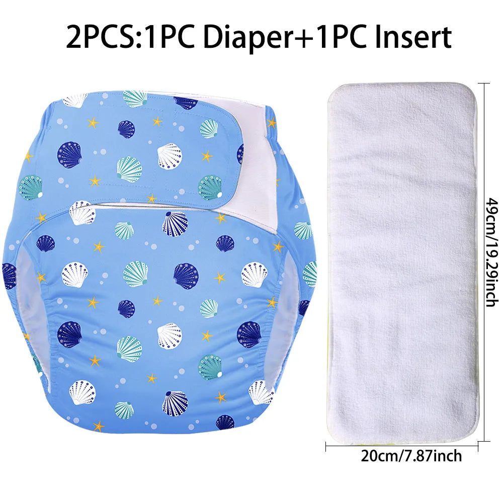 BIAI 2PCS Adult Cloth Diapers Washable Old Man's Diaper Pants Reusable Anti-bed-wetting Device Teenage Nappy Trousers