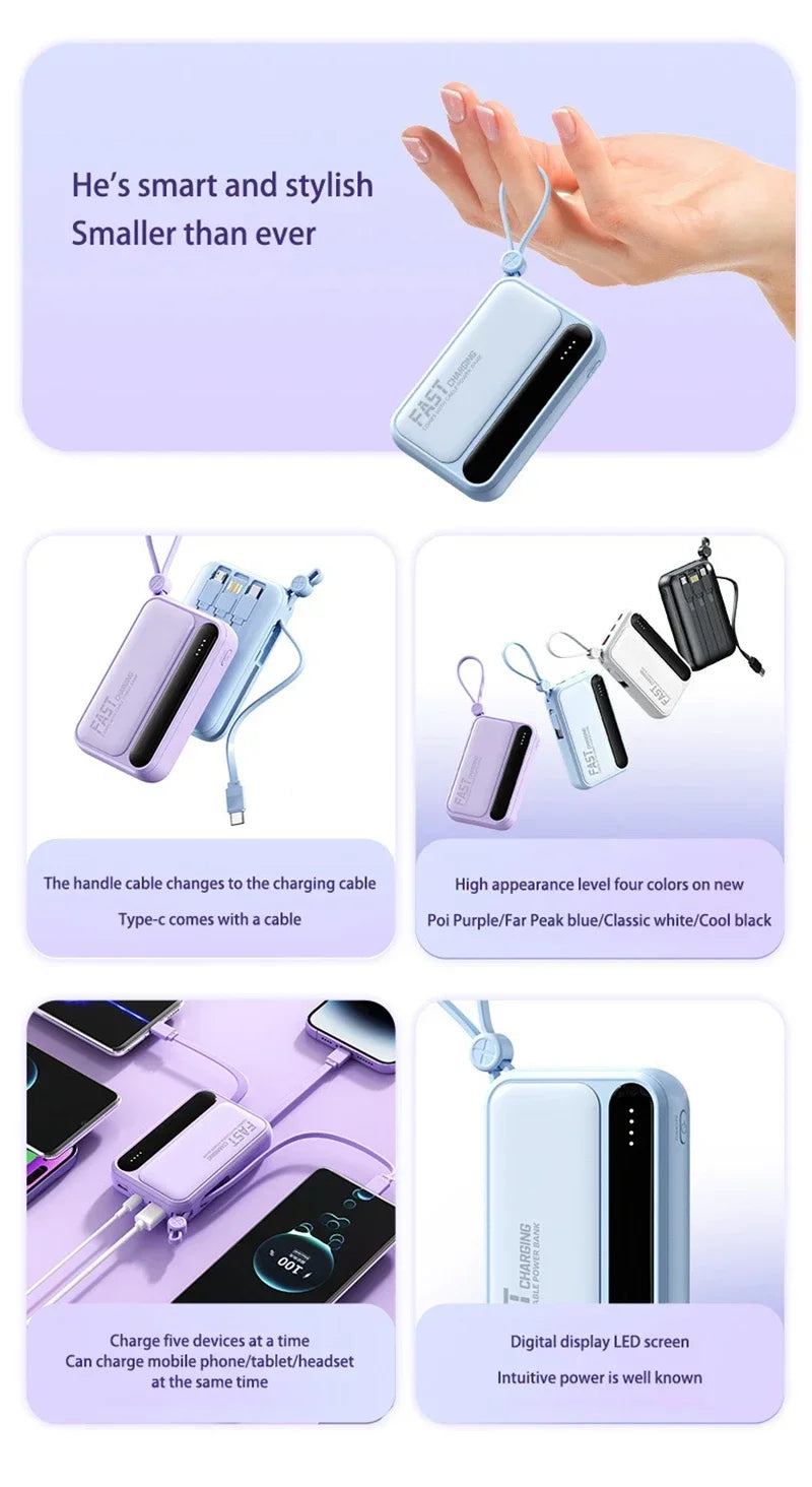 Tidesmit Portable Charger: Fast Charging Power Bank with 4 Cables Tidesmit