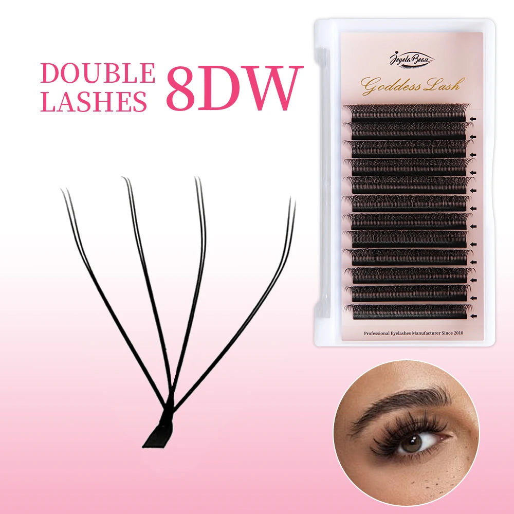 W Style Premade Volume Fans - Professional Faux Lashes by Tidesmit False Eyelashes DOUBLE 4DW Tidesmit