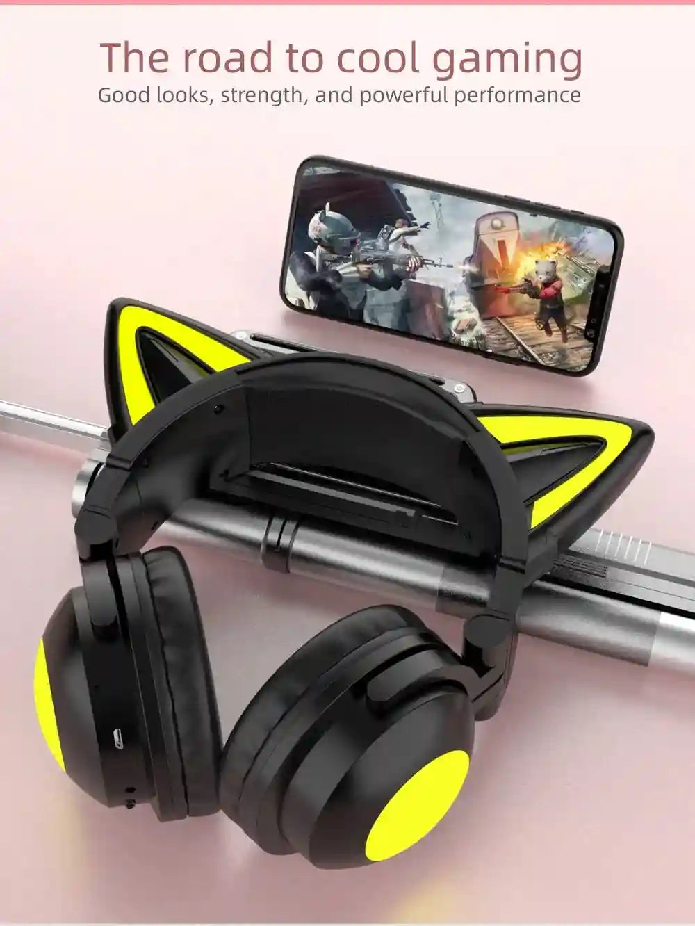 Wireless Cat Ear Headphones with RGB LED - Low Latency Audio Tidesmit