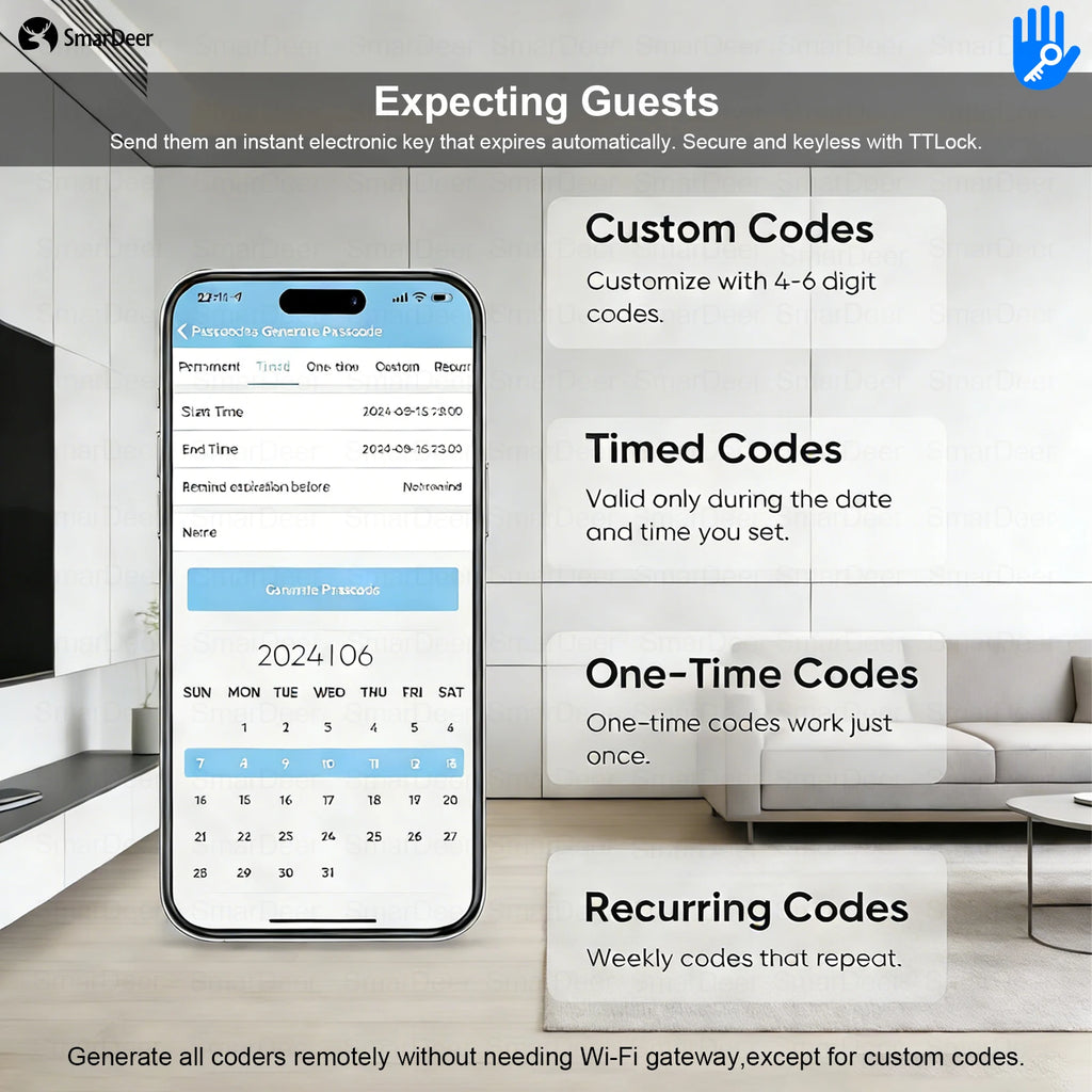 SmarDeer IP65 Waterproof Sliding Door Smart Lock，Tuya WiFi Broken Bridge Aluminum Sliding Door  Fingerprint Lock