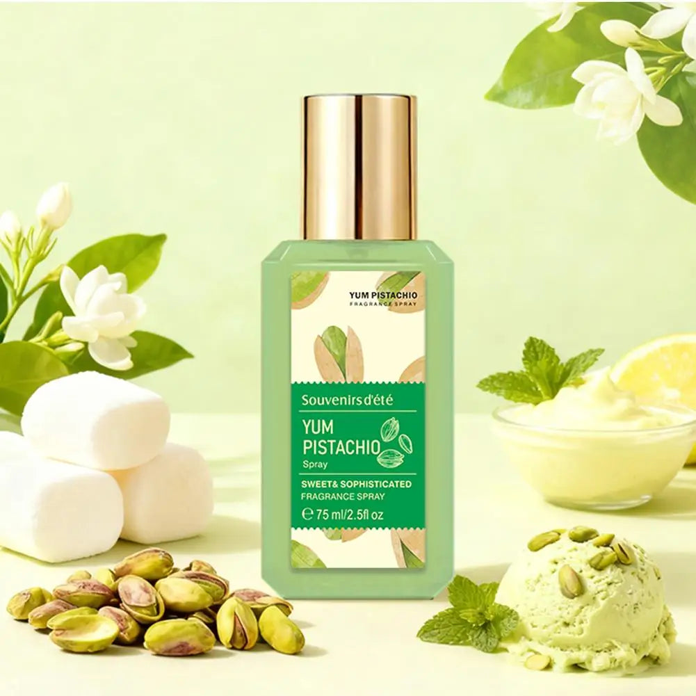Tidesmit Sweet Pistachio Ice Cream fragrance spray, a long-lasting gourmand scent perfume for daily wear for women.