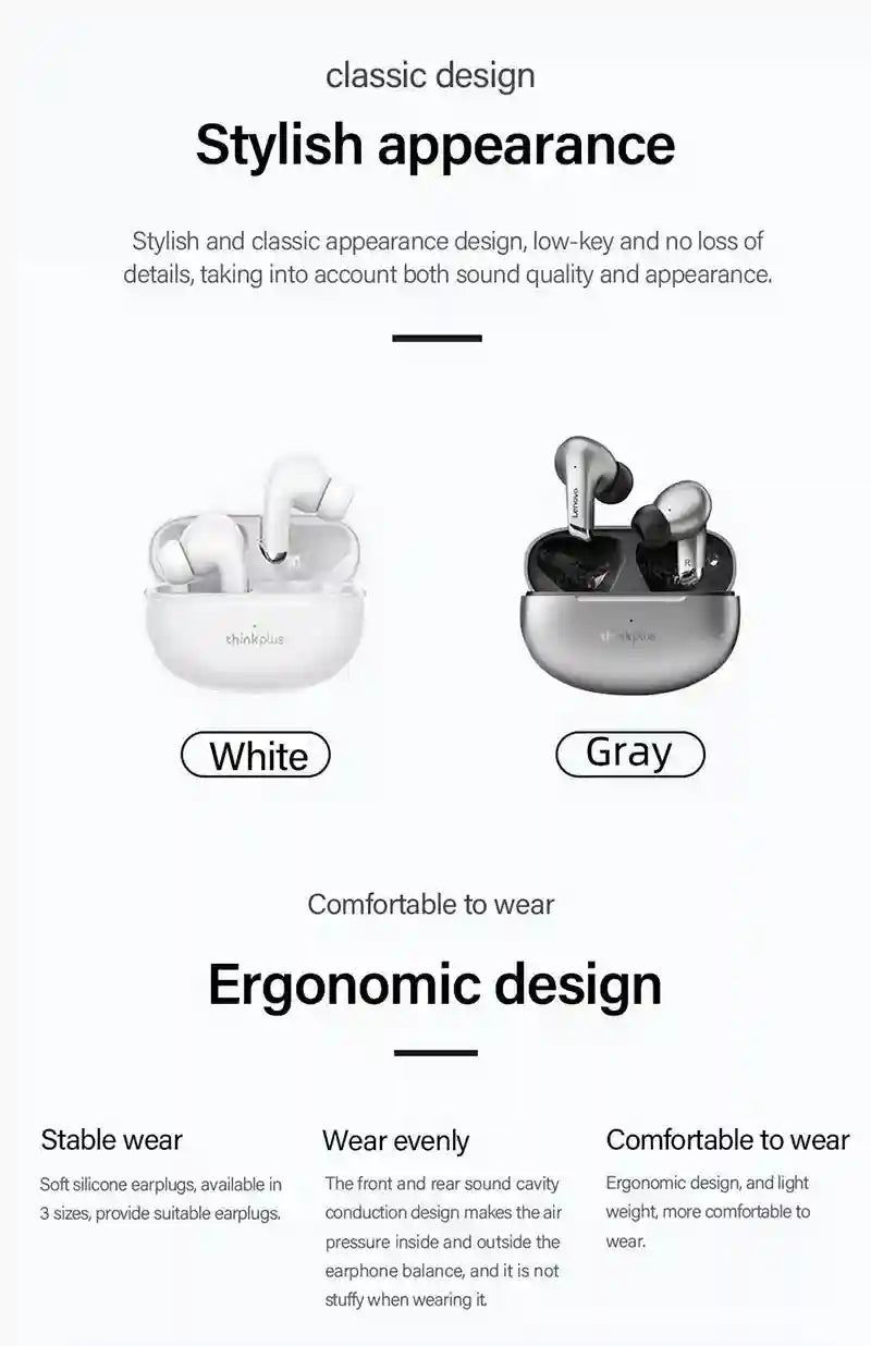 Lenovo LP5 Pro Wireless Earbuds - Low Latency Gaming Headset Tidesmit