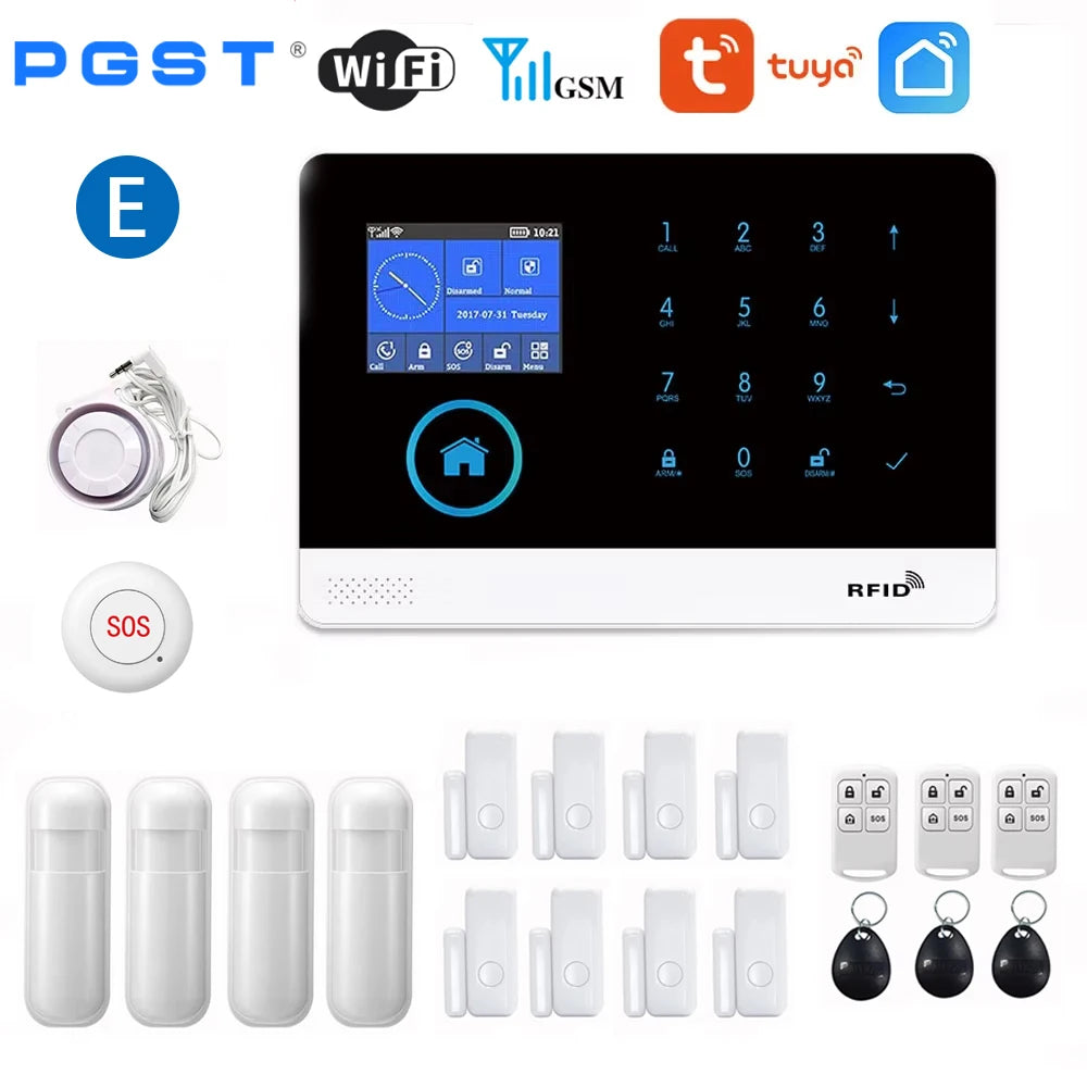 Wireless Home Alarm System with WiFi, Tuya App, and Smart Alerts E Eu plug Tidesmit