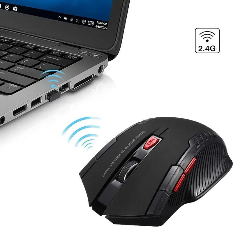 2.4G Wireless Mouse for Laptop Gamer Ergonomic Computer Mouse Wireless with USB Receiver 1600DPI 6 Buttons Portable Optical Mice