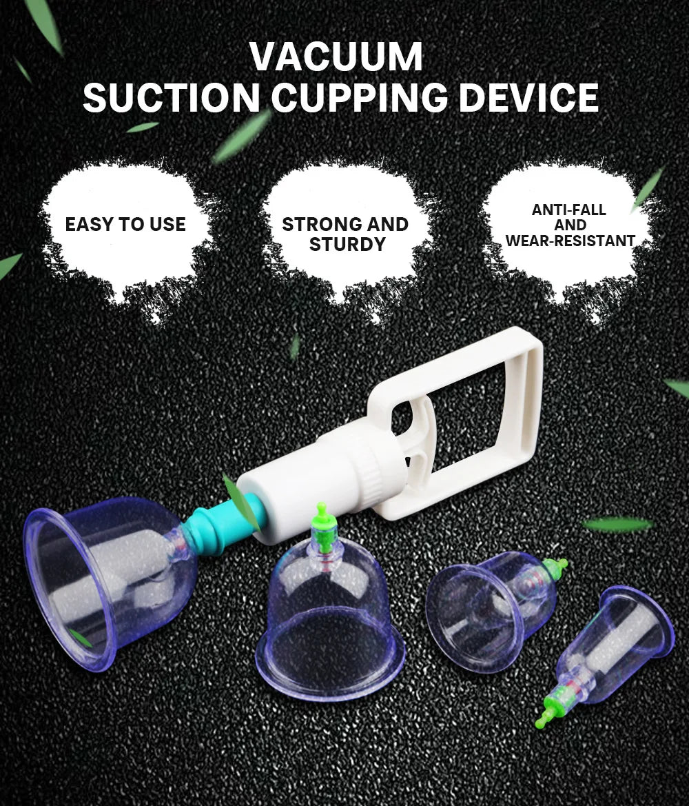 Vacuum Cupping Set 6-Piece Body Massage Kit for Back Pain Relief Body Shaping Massage Equipment Tidesmit