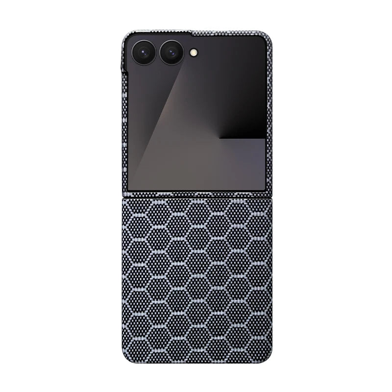 Samsung Galaxy Z Flip 7 Aramid Fiber Case with Magnetic Holder Pattern A only shell Galaxy Z Flip7 Tidesmit