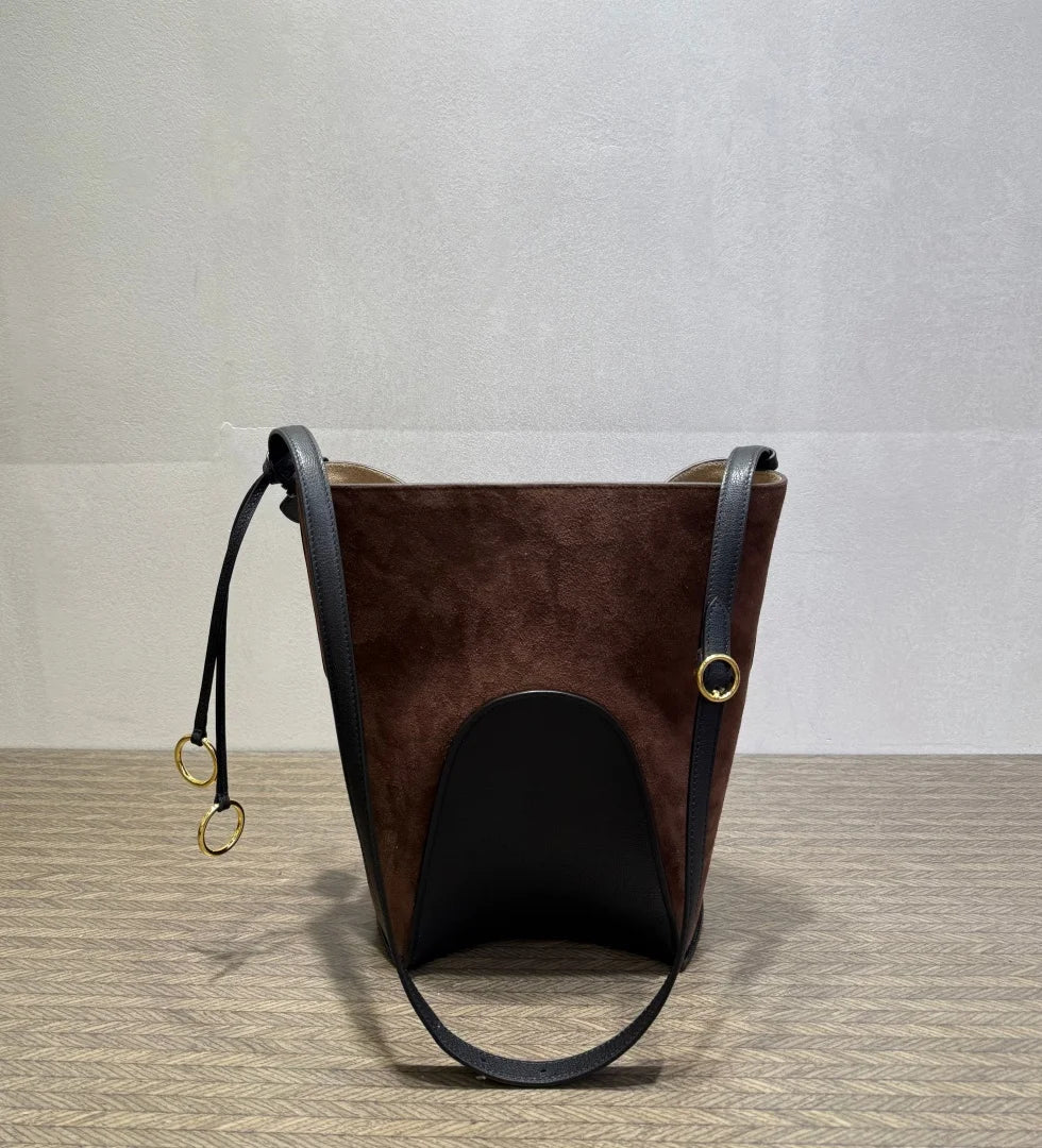 2026 New Bucket Bag Rear Saddle Design High end Leather Shoulder Bag Leather Crossbody Bag