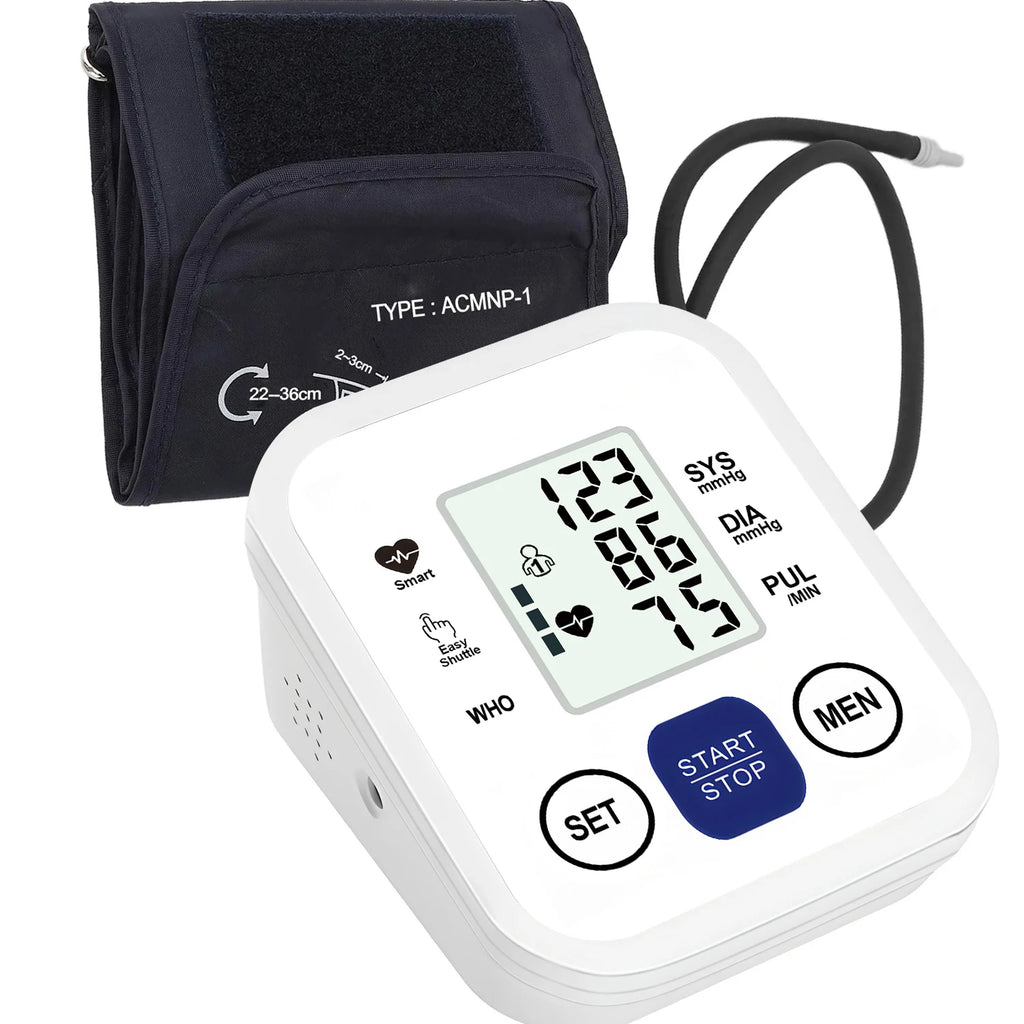 Upper Arm Digital Blood Pressure Monitor Automatic Home Medical BP Tensiometer Heart Rate Pulse Detector Large LCD Screen