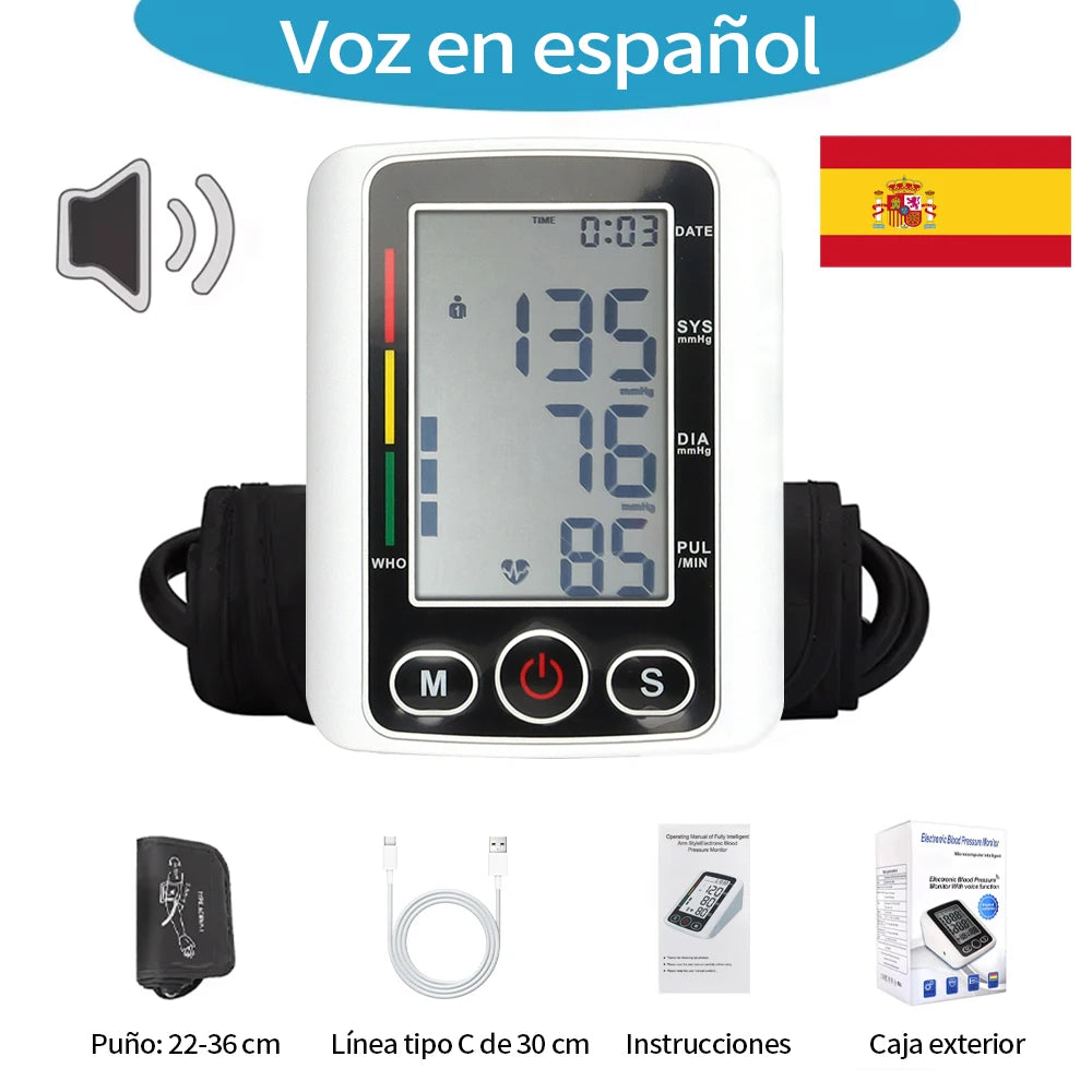 Automatic Tonometer Upper Arm Blood Pressure Monitor LCD Screen Sphygmomanometer Digital BP Monitor Medical Tensiometer Measure