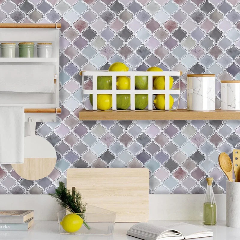 5/10PCS Self Adhesive Mosaic Vinyl Wall Tiles Stickers Wallpaper Gourd Shape 12X12Inch Brick Design for Kitchen Home Decoration