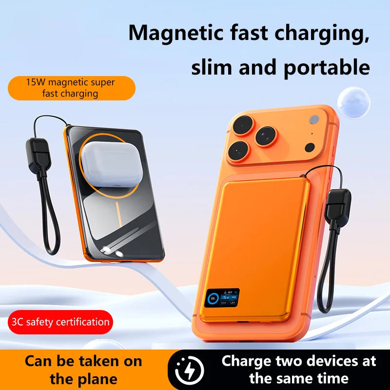 Magnetic Fast Charging Power Bank - High Capacity Travel Battery Pack Tidesmit