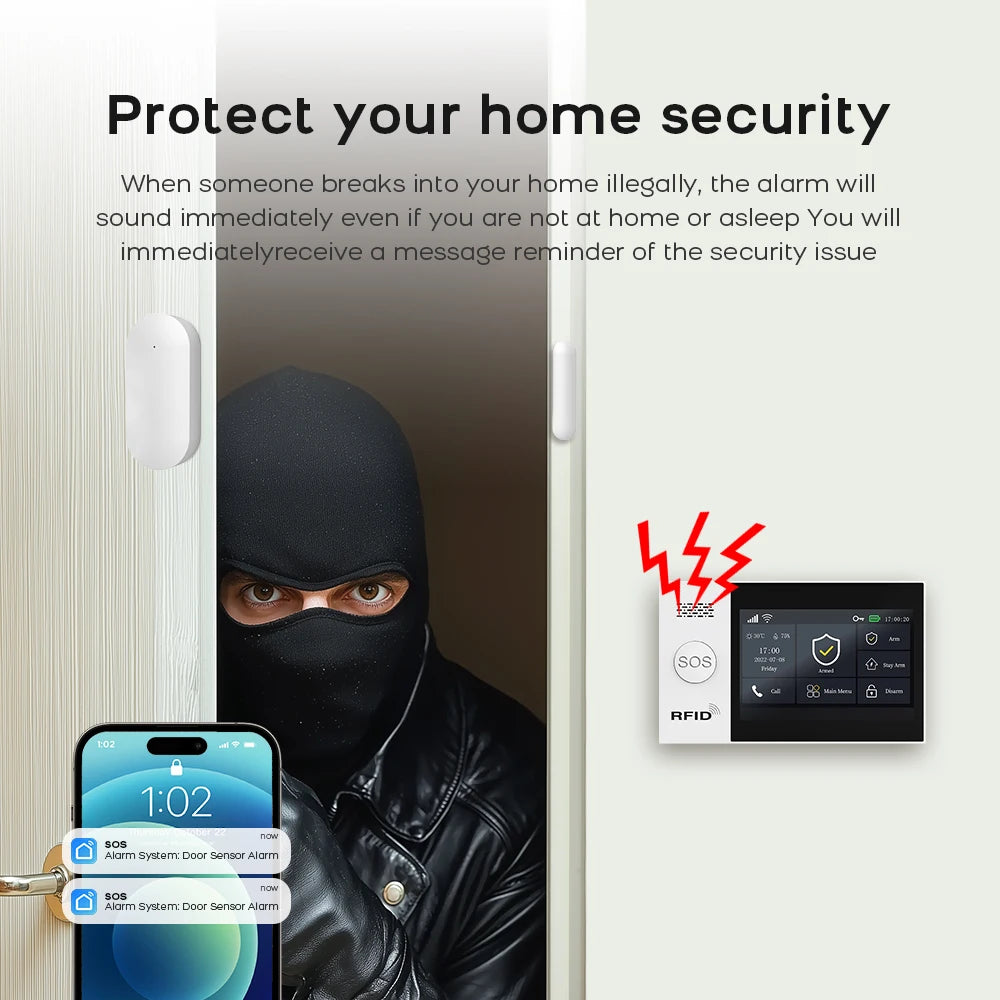 WiFi GSM Home Alarm System – App-Controlled Smart Security Kit Tidesmit