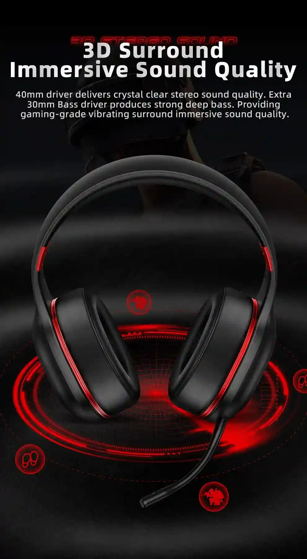 Wireless Gaming Headphones with Low Latency Audio and RGB Lights Tidesmit