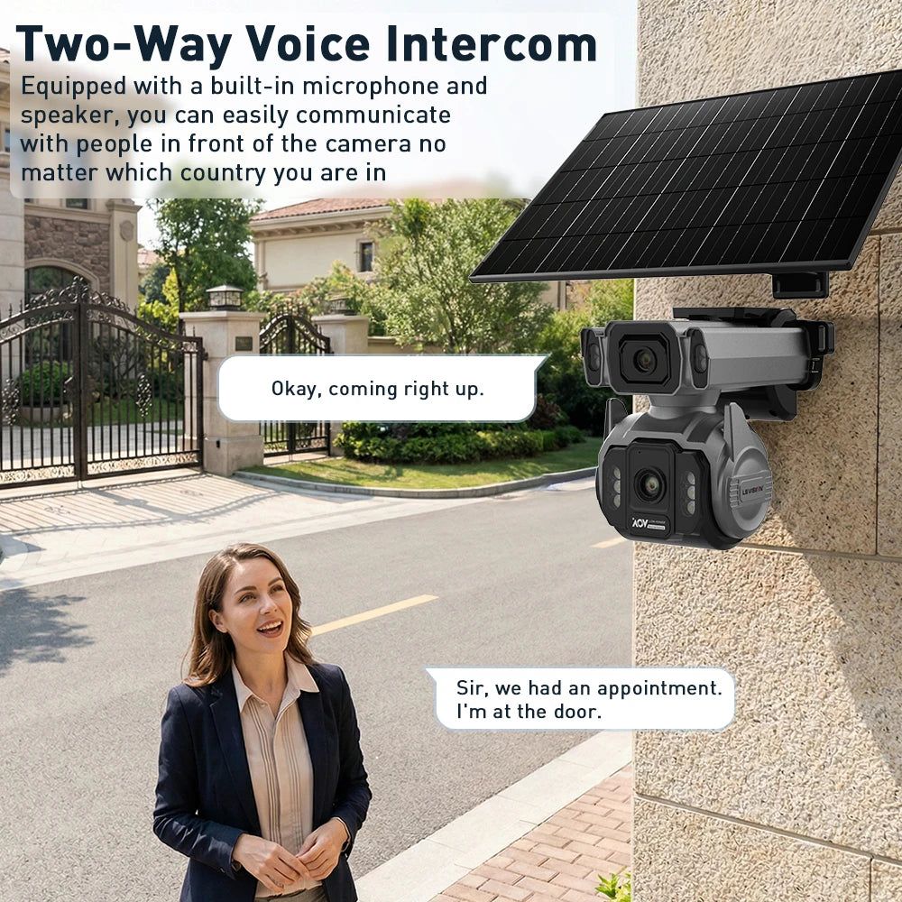 LS VISION AOV AI Tracking Outdoor Surveillance Camera 12X Optical Zoom Cctv Camera 4G Cloud SIM Dual Screen  24/7 Video Record
