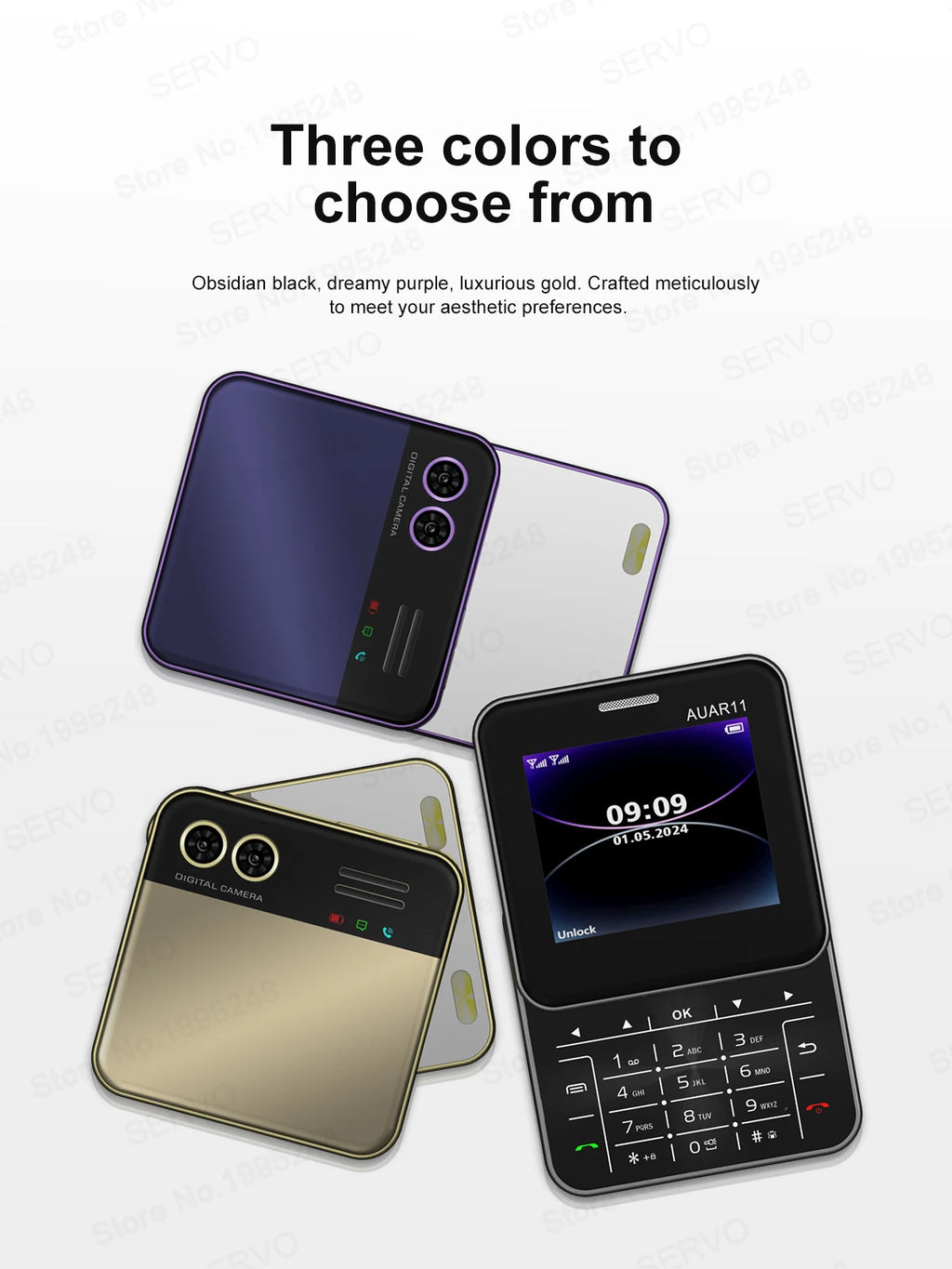 SERVO AUAR11 Rotating Screen Mobile Phone 2G GSM Dual SIM Blacklist Magic Voice FM Radio Speed Dial Torch Mini Sliding Cellphone