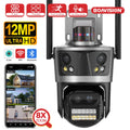 Wifi Camera Outdoor PTZ 4 Lens 4 Screen 8X Hybrid Zoom AI Auto Tracking Linkage Video Bluetooth Security Camera IP iCSee APP