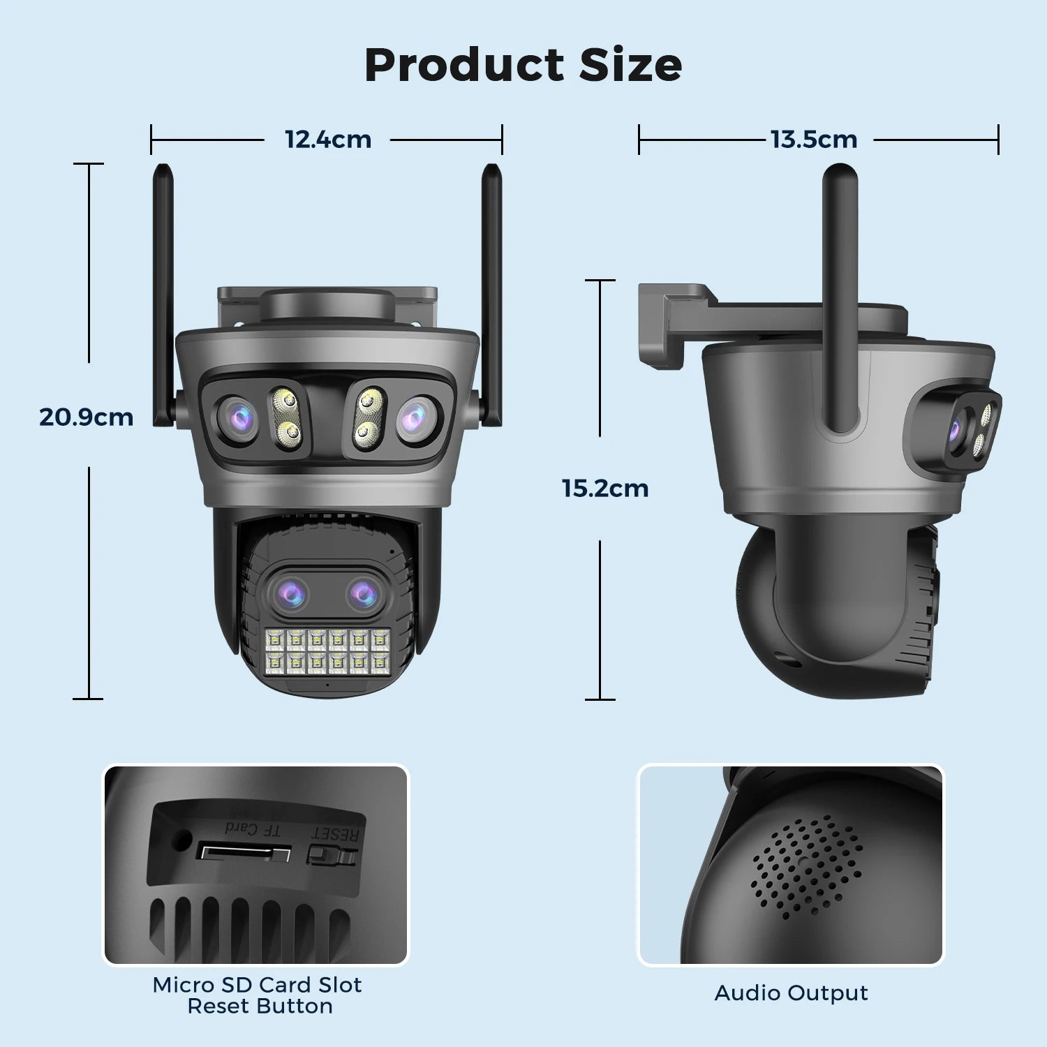 20MP Outdoors Wifi Camera 10K HD Three Lens Security 5G PTZ IP Camera 10X Digital Zoom Lens Human AI Auto Detect Tracking Camera