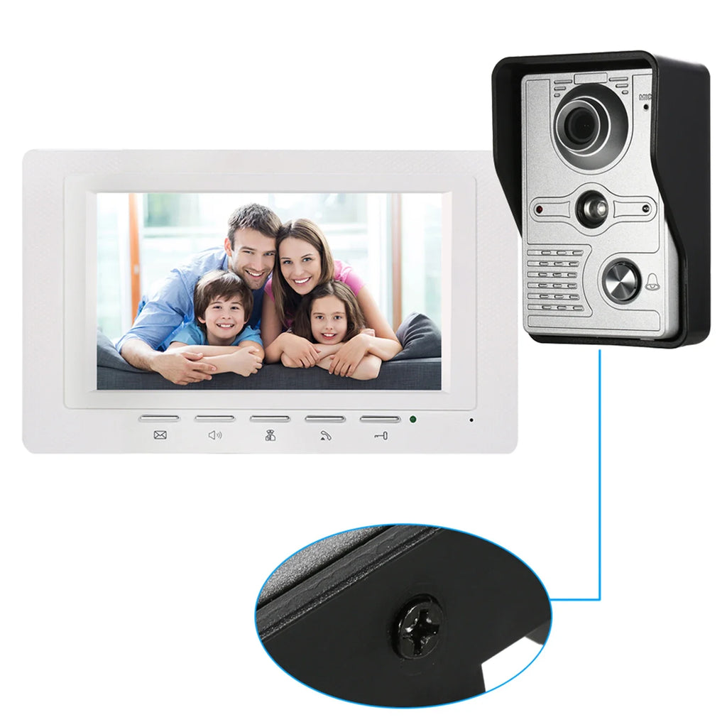 IR-CUT Outdoor Camera 7 inch Wired Video Doorbell Indoor Monitor Visual Intercom Two-way Audio Remote Unlock Video Door Phone