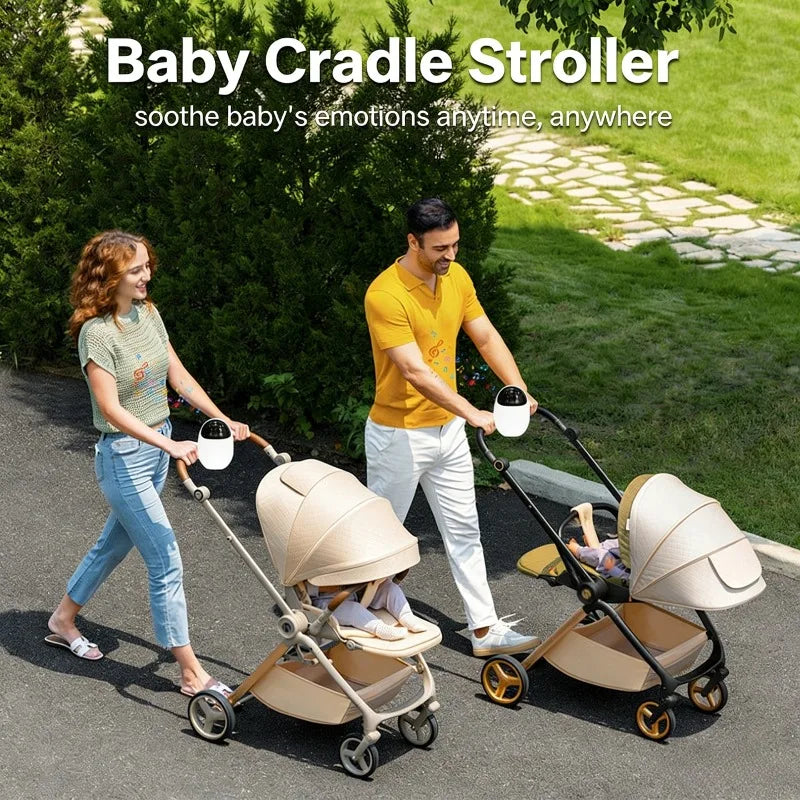 Portable Outdoor Baby Stroller Rocker with Night Light Bluetooth Speaker White Noise Electric Baby Sleep Soothing Device