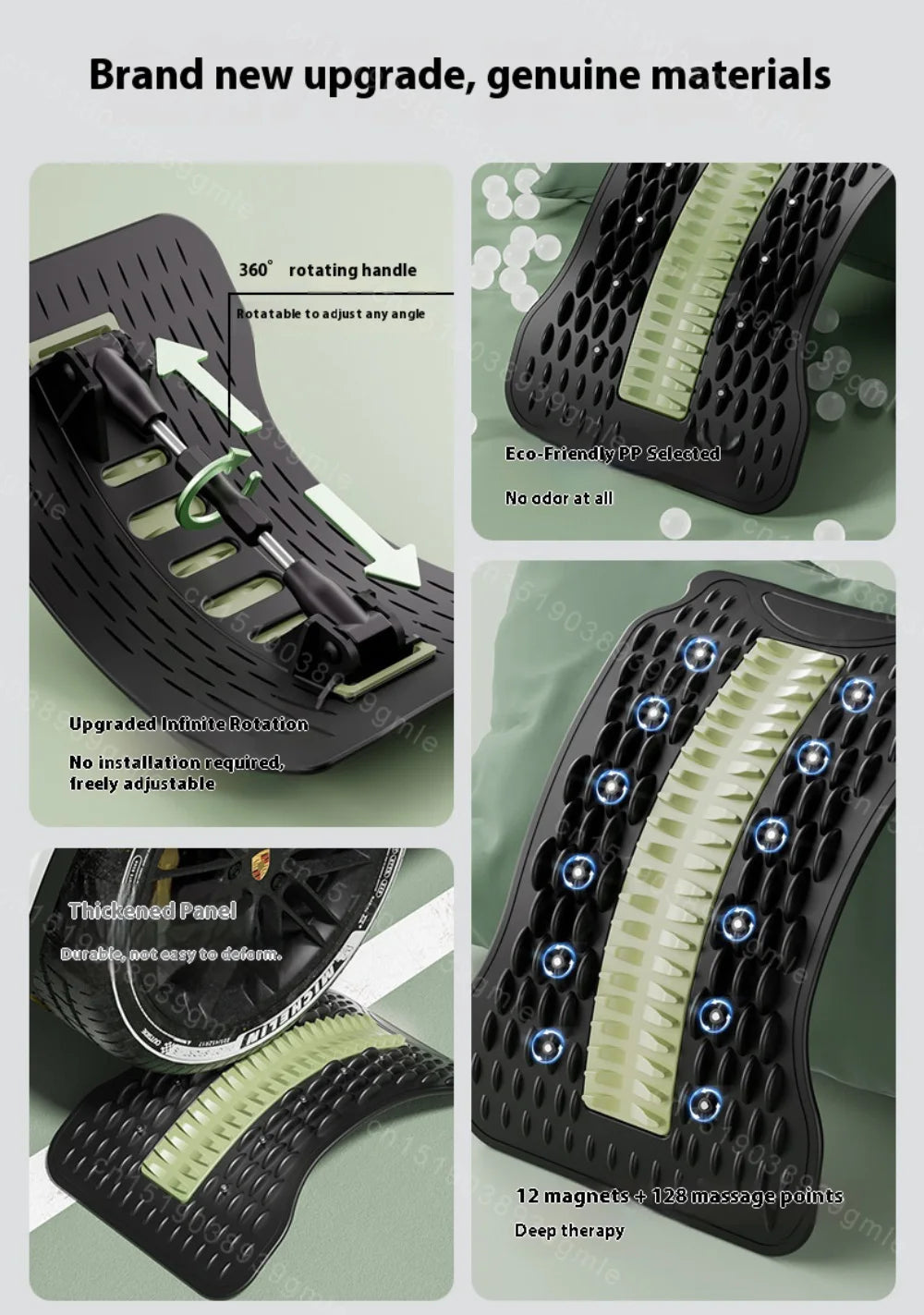 Back Stretcher for Lumbar Pain Relief with 12 Magnetic Acupressure Points Relaxation Treatment Tidesmit
