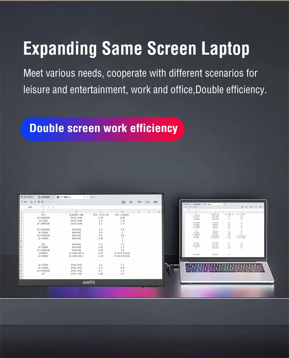 11.6/14/16/18.5 Inch Wireless Projection Monitor Automatic rotation Portable Display for Laptop, Mac and Phone WiFi Projection