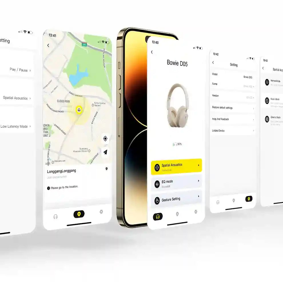 Wireless Over-Ear Headphones with 70H Playtime and Spatial Audio - Gray Tidesmit