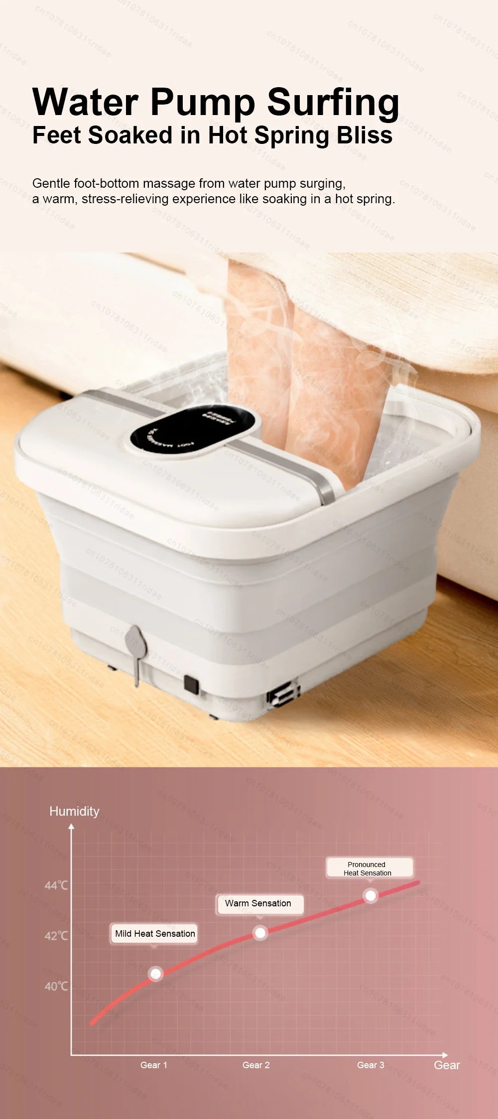 Folding Electric Foot Bath Massager with Heat Therapy & Bubble Spa Massage Cushion Tidesmit
