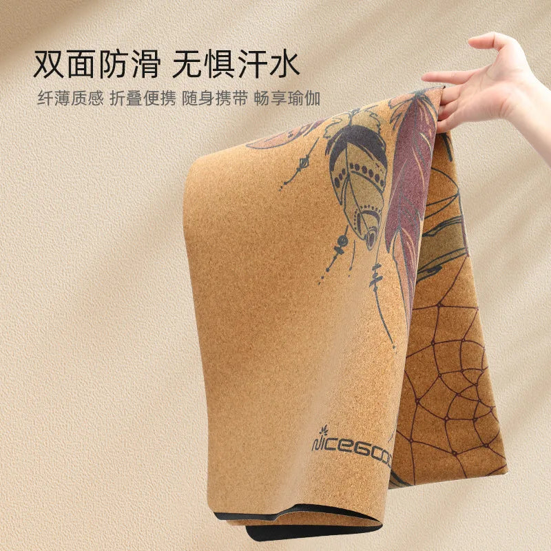Non-slip Grab Shock Absorption Thickened Men's Yoga Sports Fitness Cork Folding Towel Yoga Mat