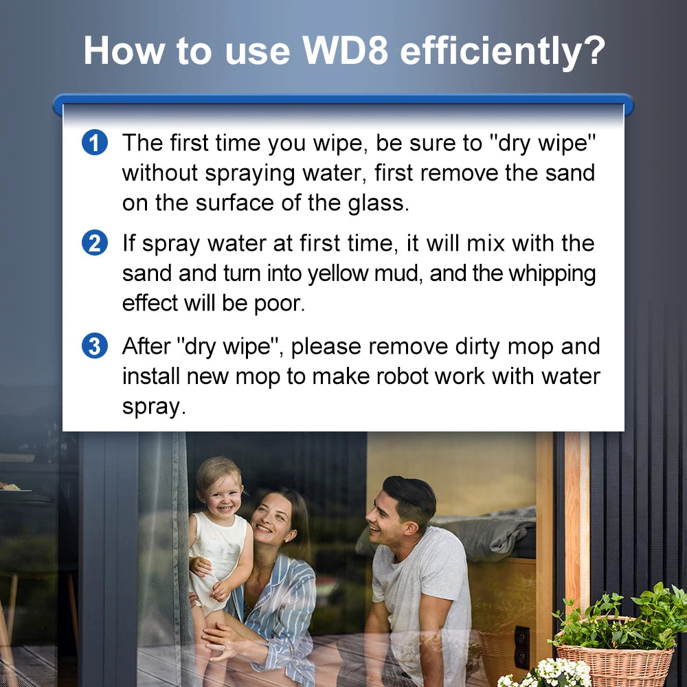 Tidesmit ABIR WD8 window vacuum robot with dual ultrasonic spray and laser navigation for smart glass cleaning