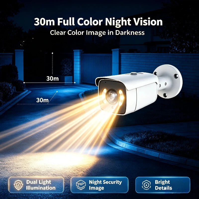 Psennikow Dual Light POE Metal Bullet IP Smart Camera Waterproof Outdoor Full Color Night Vision AI Human Audio Security Camera