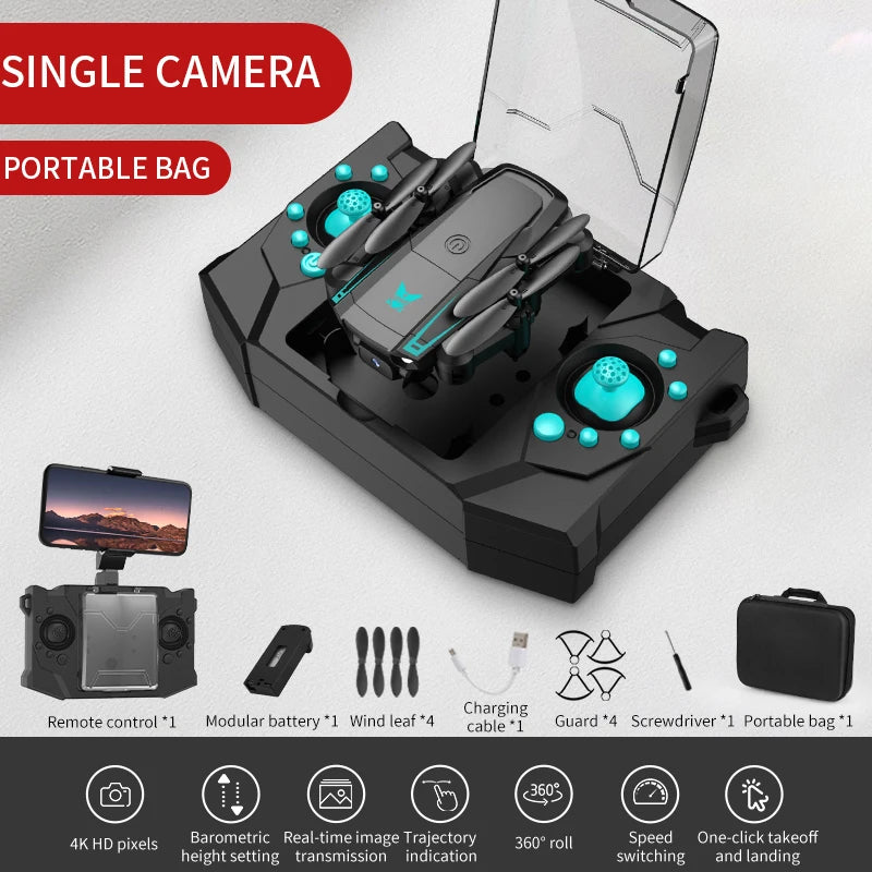 Mini 4K Camera Drone - Foldable WiFi FPV Quadcopter by Tidesmit Single camera green Tidesmit