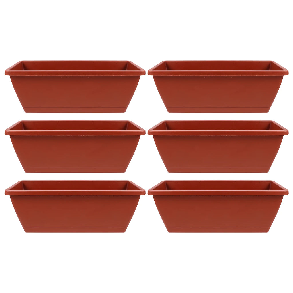 6pcs Balcony Planting Pot Flower Pots With Trays Container Flowerpot Vegetable Plastic Large Rectangular Garden Pots