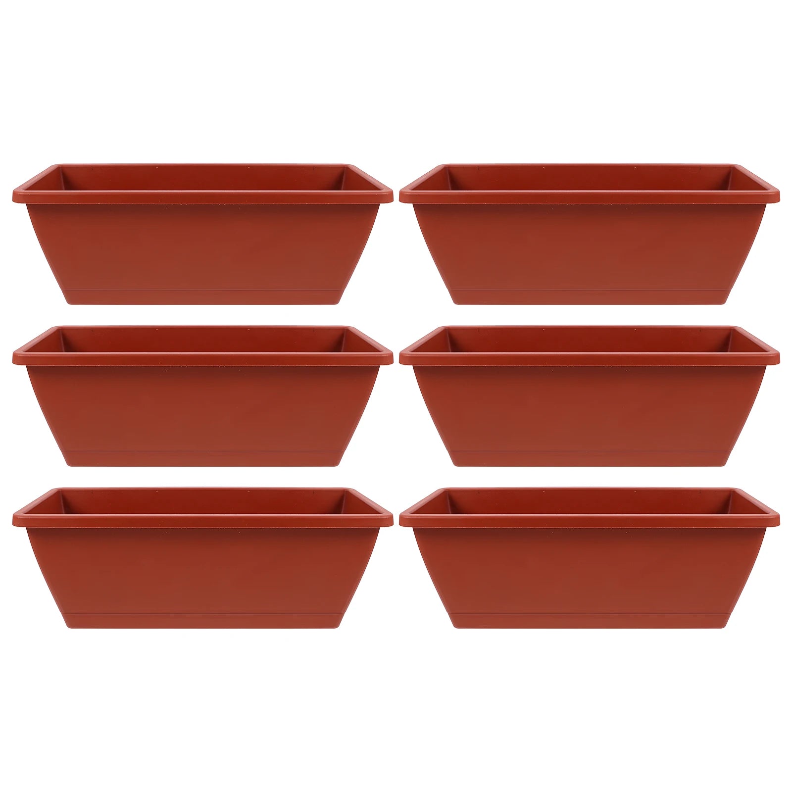 6pcs Balcony Planting Pot Flower Pots With Trays Container Flowerpot Vegetable Plastic Large Rectangular Garden Pots