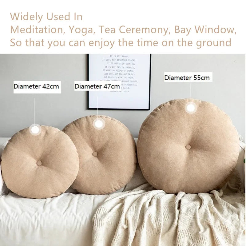 Floor Seat Cushion Thickened Meditation Chair Cushion Simple Japan Style Futon Round Cotton and Linen Tatami Balcony Cushions 방석